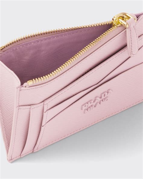 Alabaster Pink Saffiano and leather card holder 